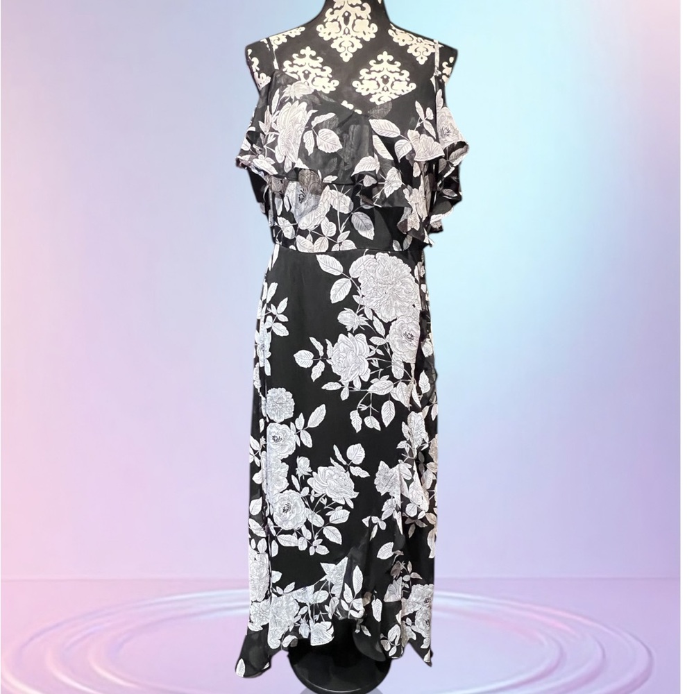 Floral Black and White Dress